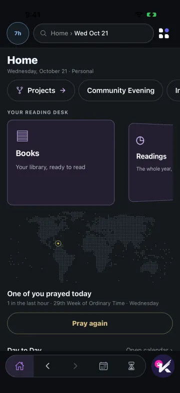Your day: projects, books, prayer