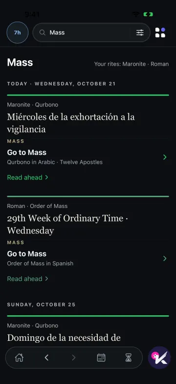 Today’s Mass, in your rites